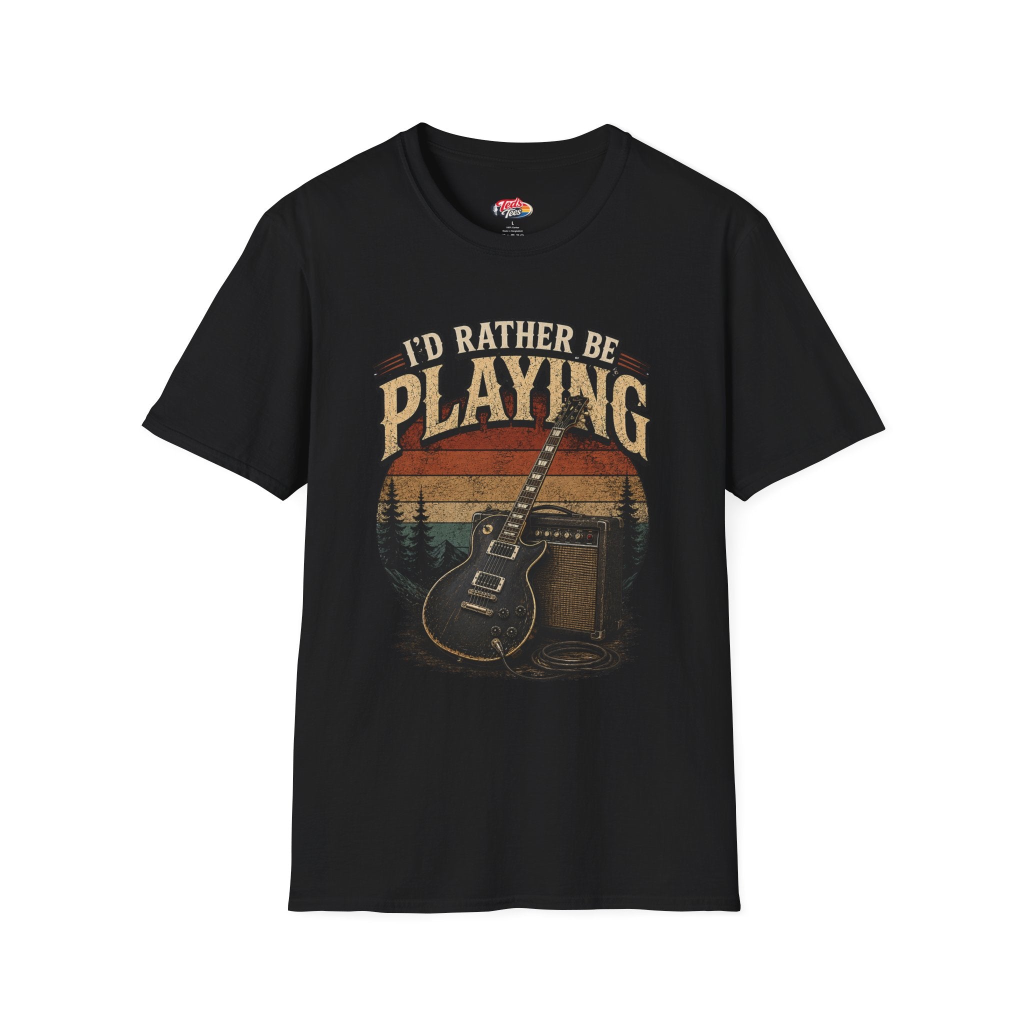 I'd Rather Be Playing Guitar T-Shirt — Vintage Sunset Music Tee