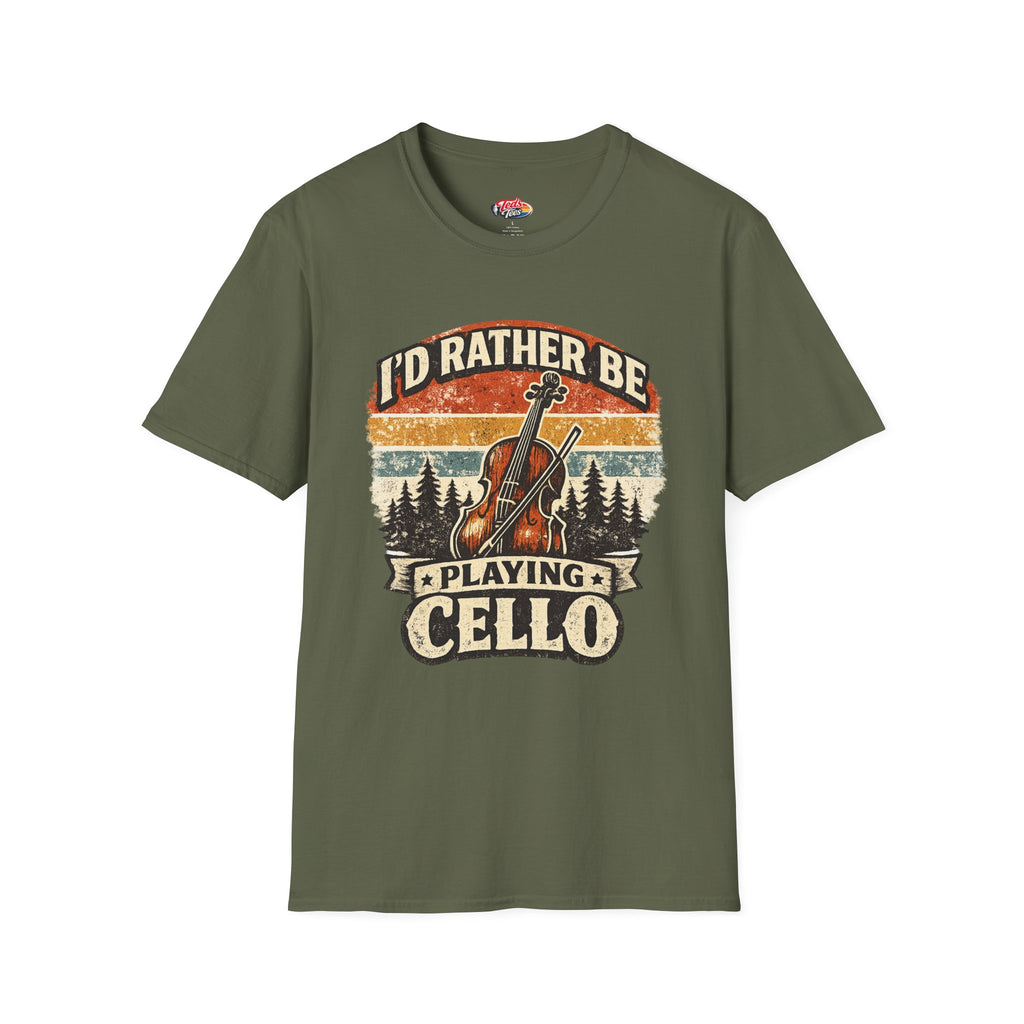 I'd Rather Be Playing Cello T-Shirt — Vintage Cello Music Tee for Musicians & Orchestra Lovers