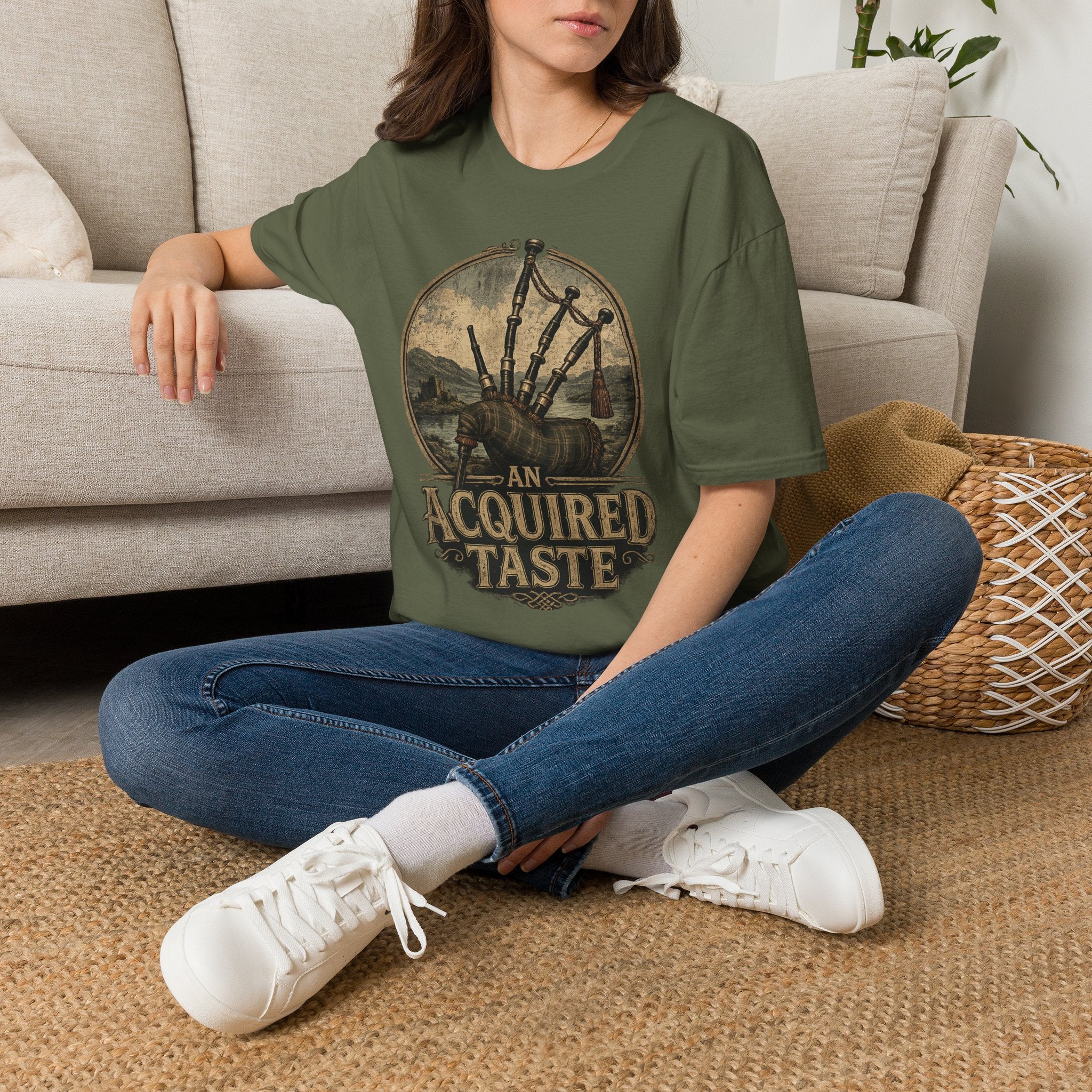 Bagpipes Vintage Graphic Tee — “An Acquired Taste” Scottish Music T-Shirt