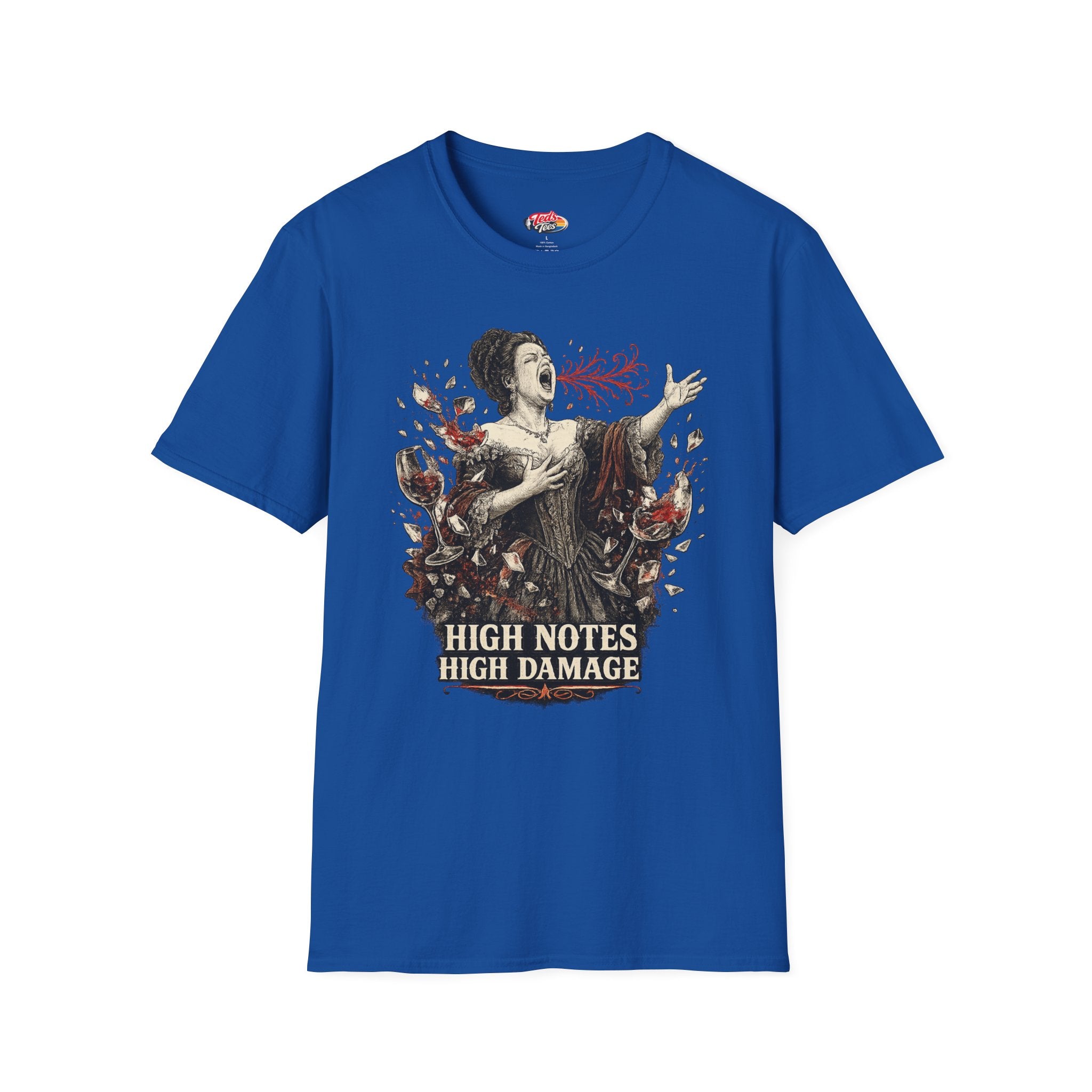 Opera Singer T-Shirt — "High Notes High Damage" Graphic Tee for Musicians & Theater Fans