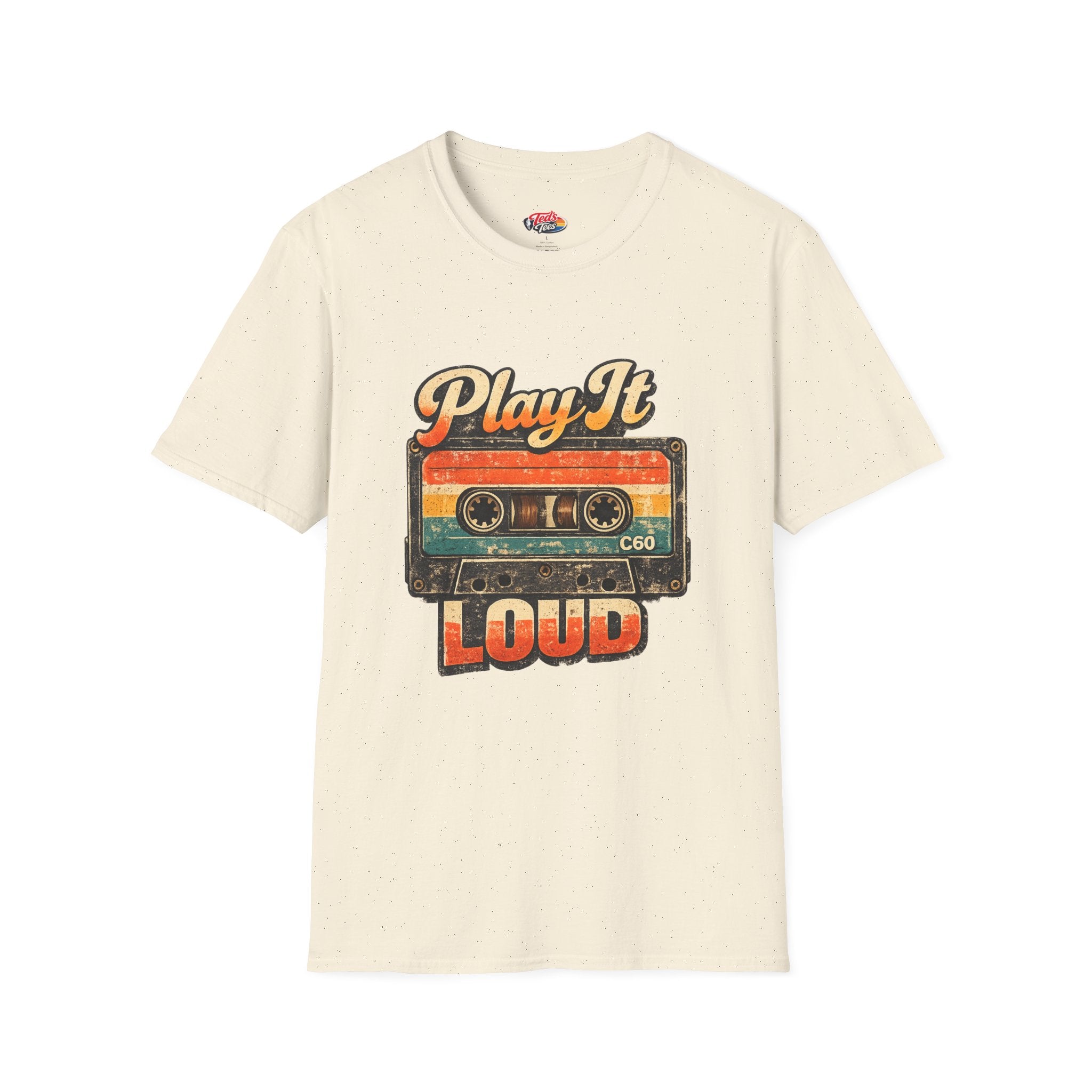 Play It Loud Cassette T-Shirt — Retro Music Vintage Tape Tee