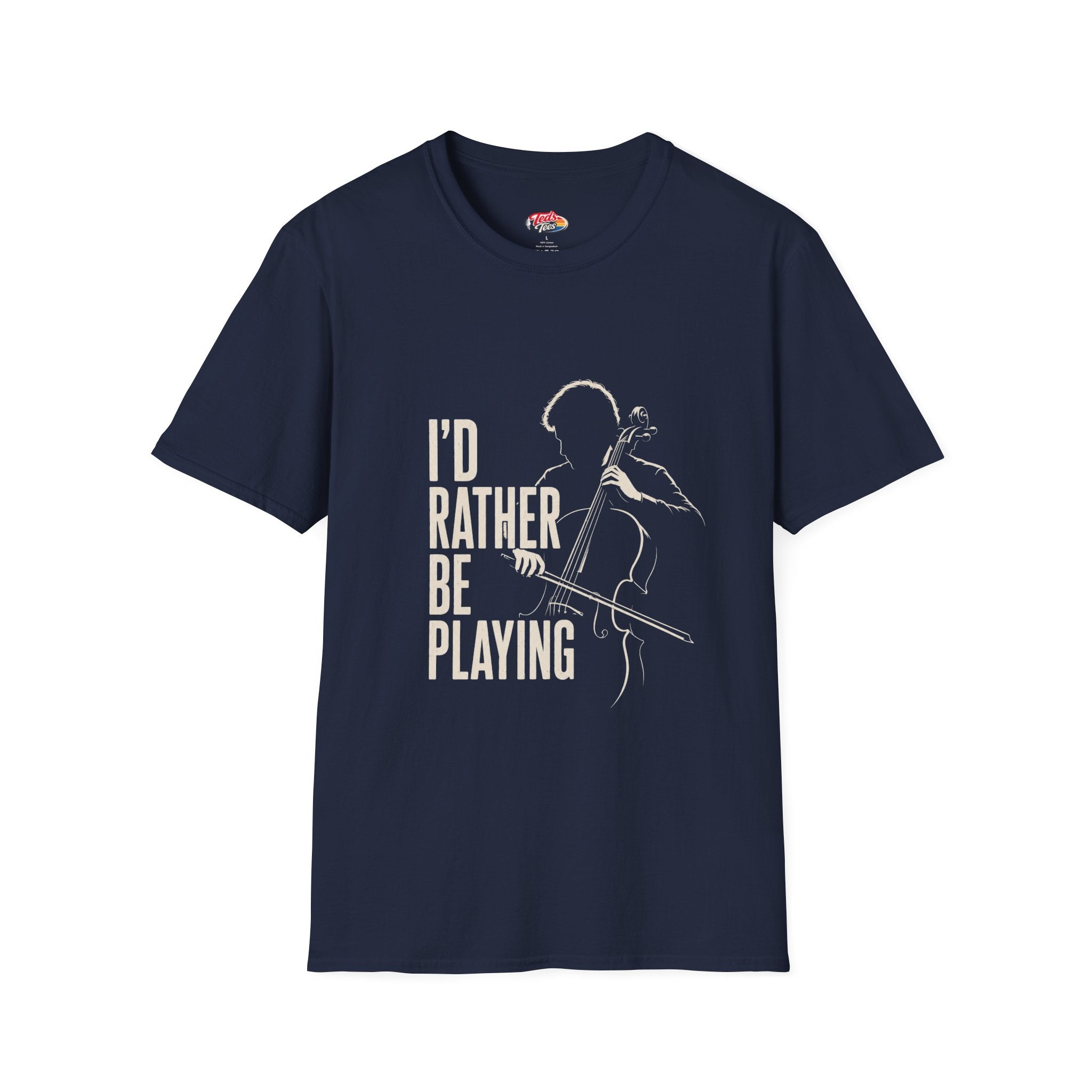 I’d Rather Be Playing T-Shirt — Minimal Cello Music Tee