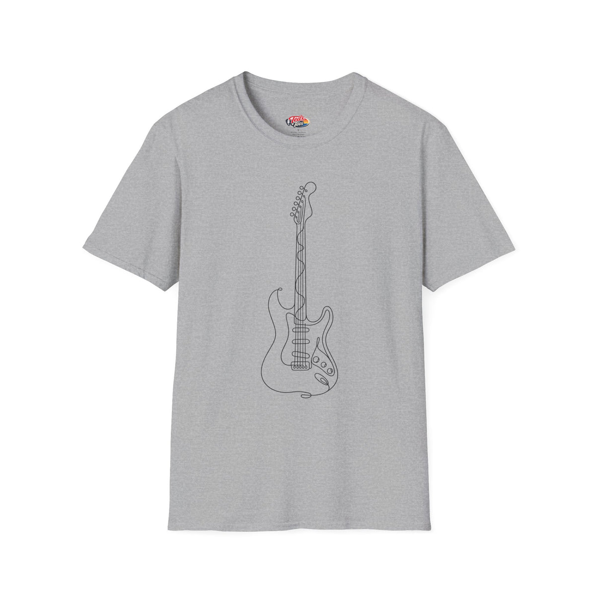 Line art guitar t-shirt