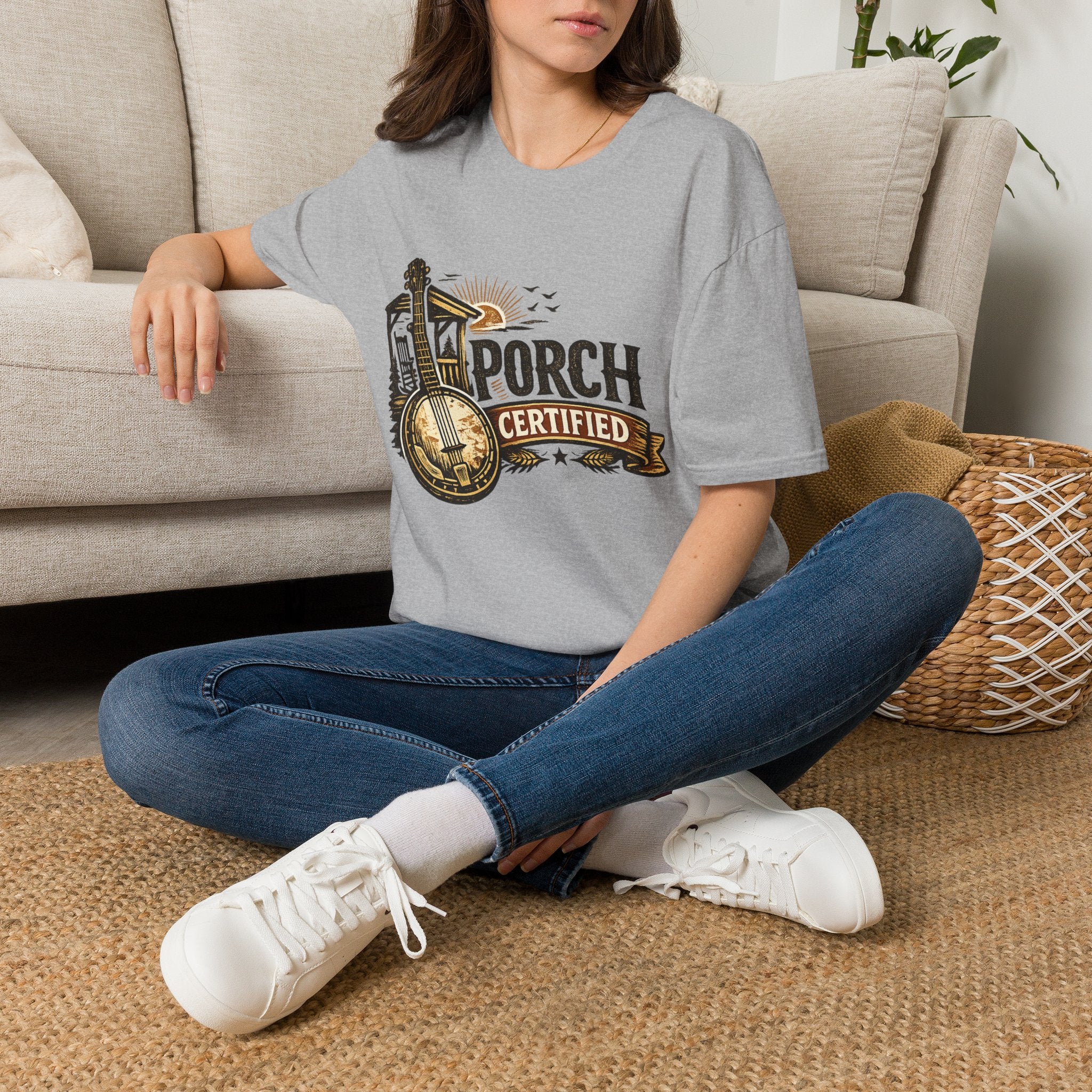 Porch Certified T-Shirt — Rustic Banjo Country Porch Vibes Top