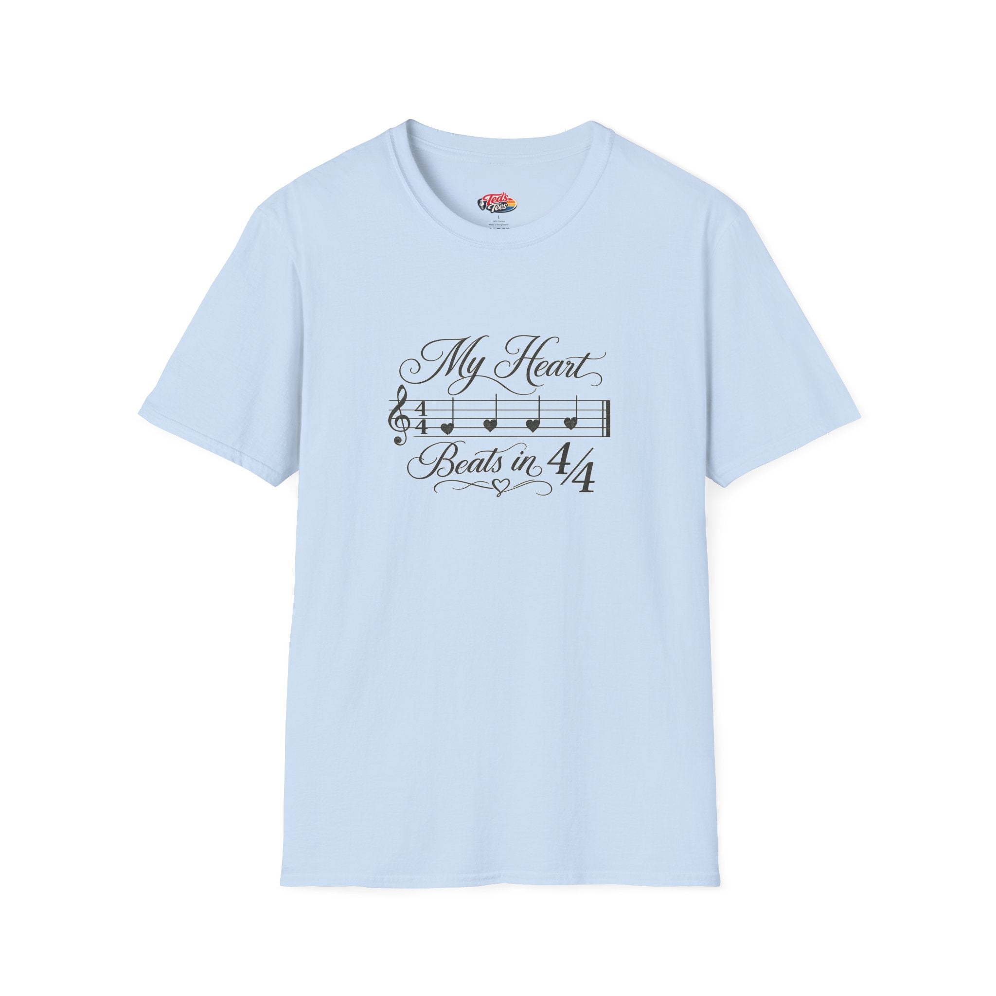T‑Shirt — "My Heart Beats in 4/4" Musical Note Tee