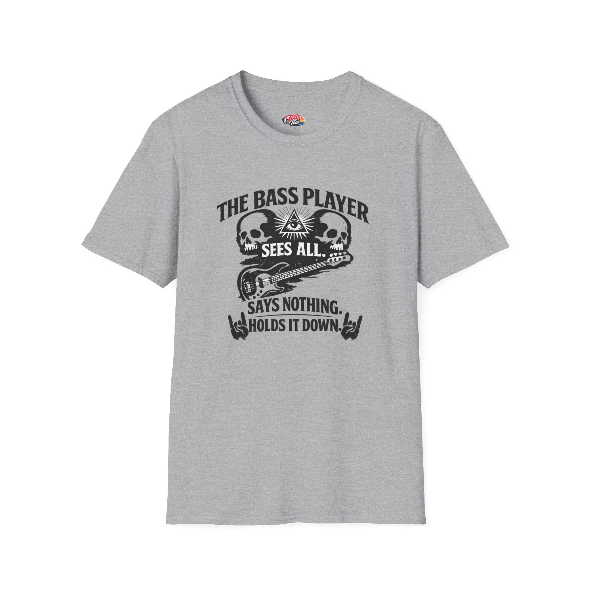 Bass Player T‑Shirt – "The Bass Player Sees All" Rock Music Tee
