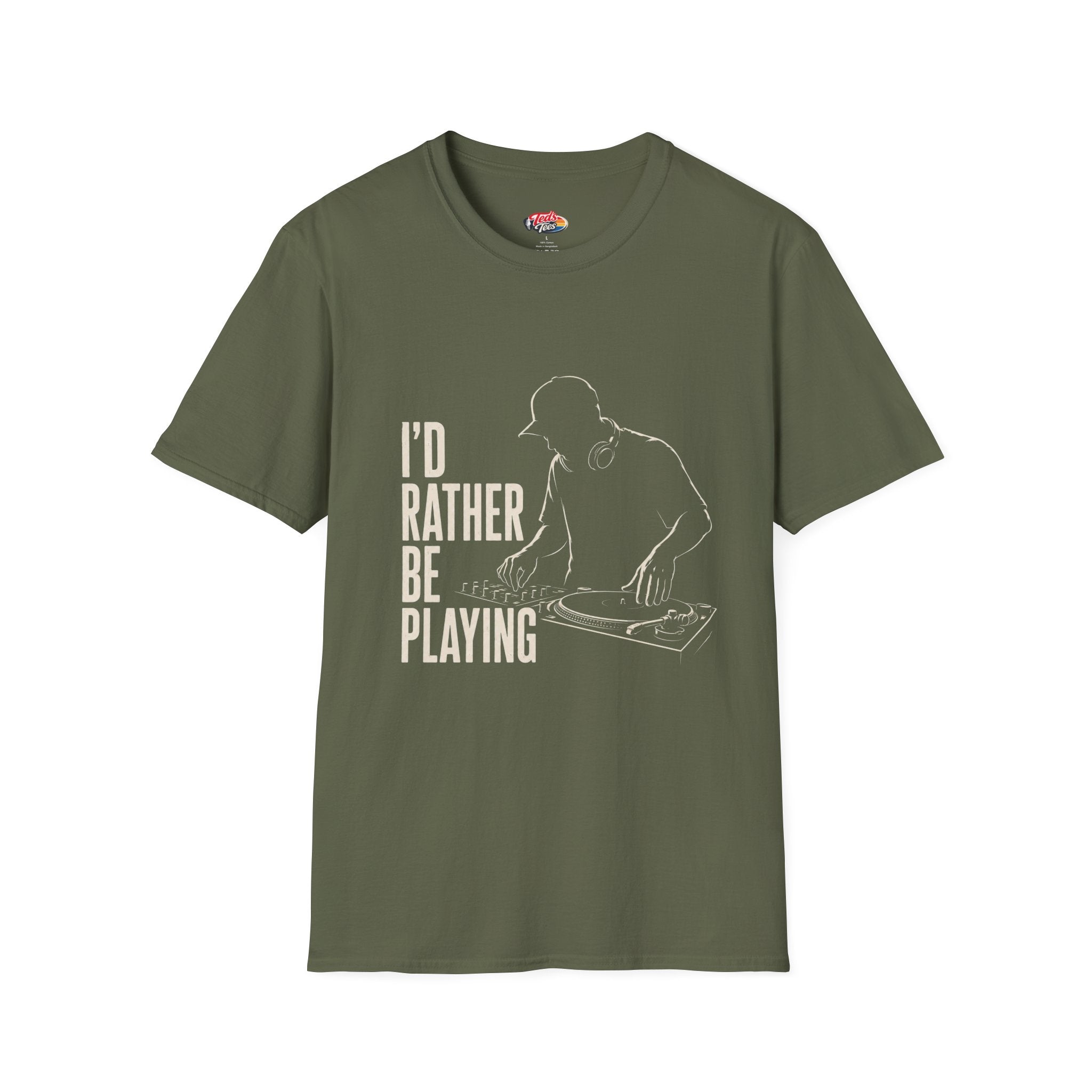 DJ Graphic T-Shirt — "I'd Rather Be Playing" Turntable Tee