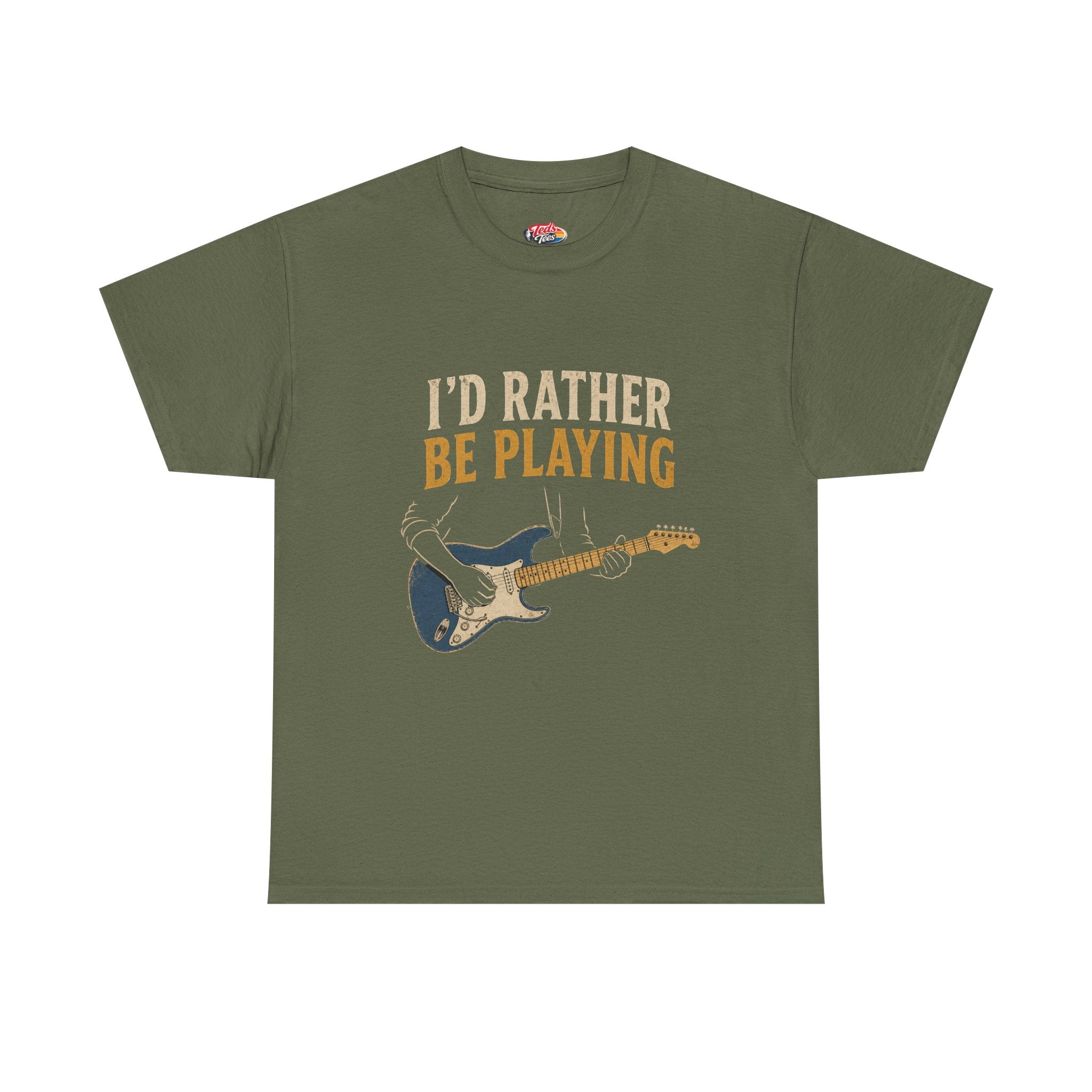 Guitar T-Shirt — "I'd Rather Be Playing" Musician Tee
