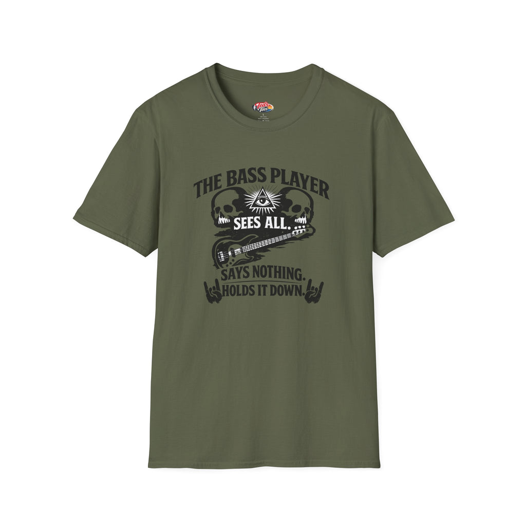 Bass Player T‑Shirt – "The Bass Player Sees All" Rock Music Tee