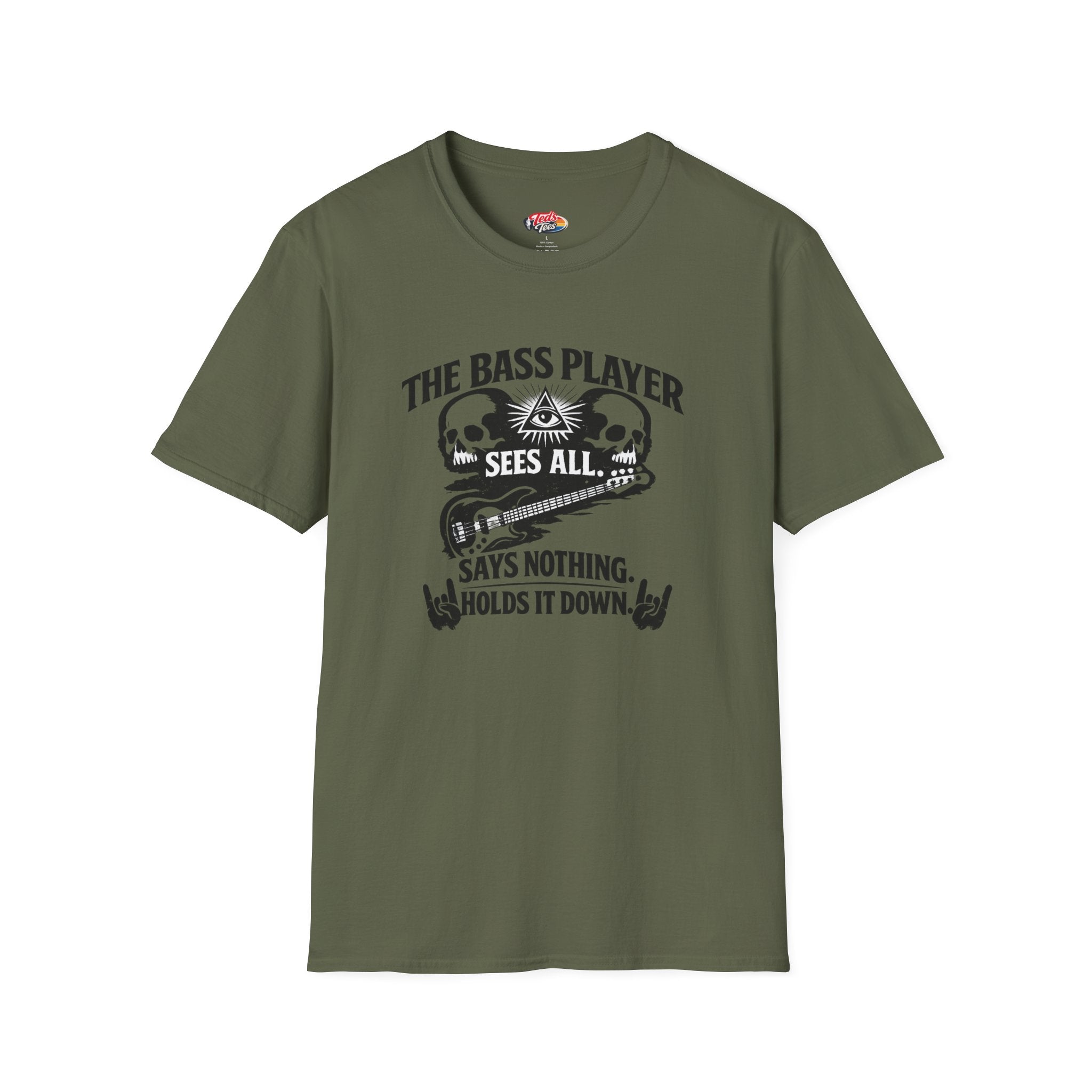 Bass Player T‑Shirt – "The Bass Player Sees All" Rock Music Tee