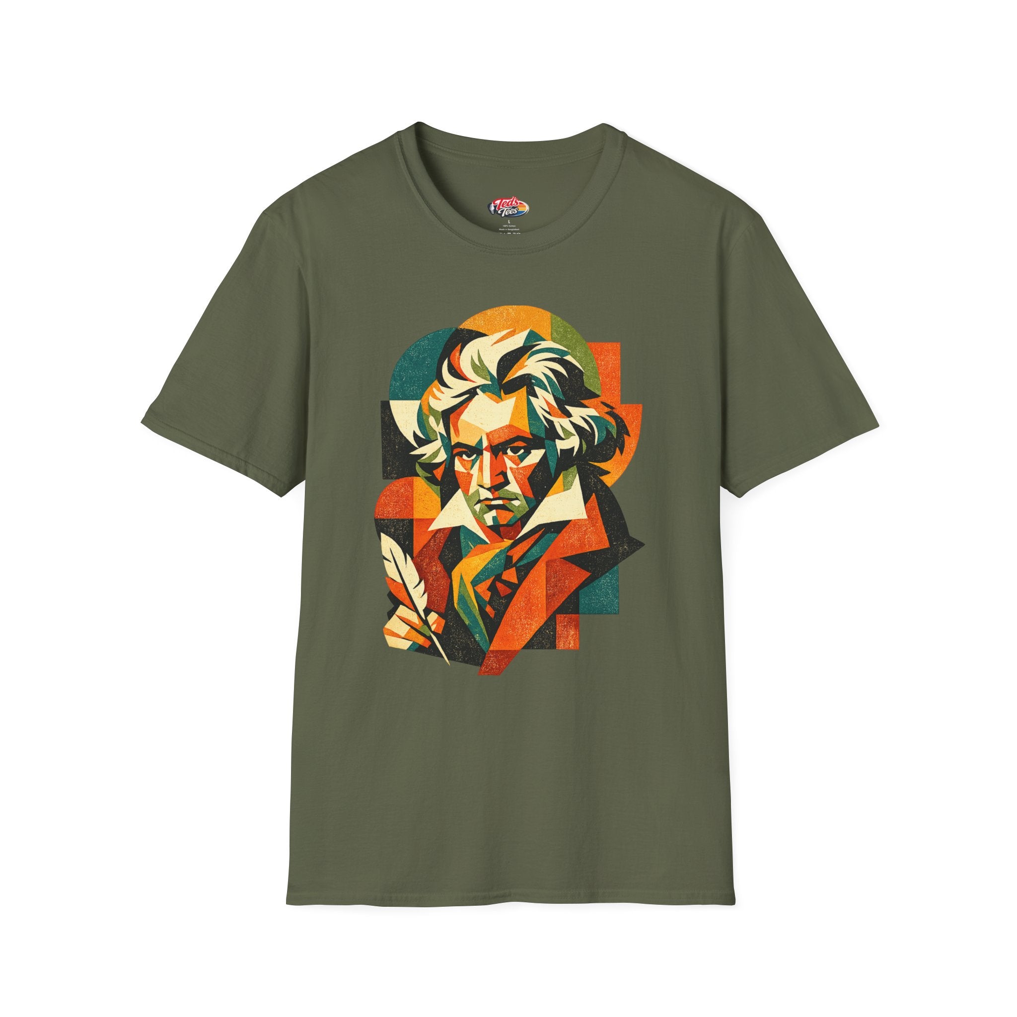 Beethoven Portrait T‑Shirt — Colorful Geometric Classical Composer Tee