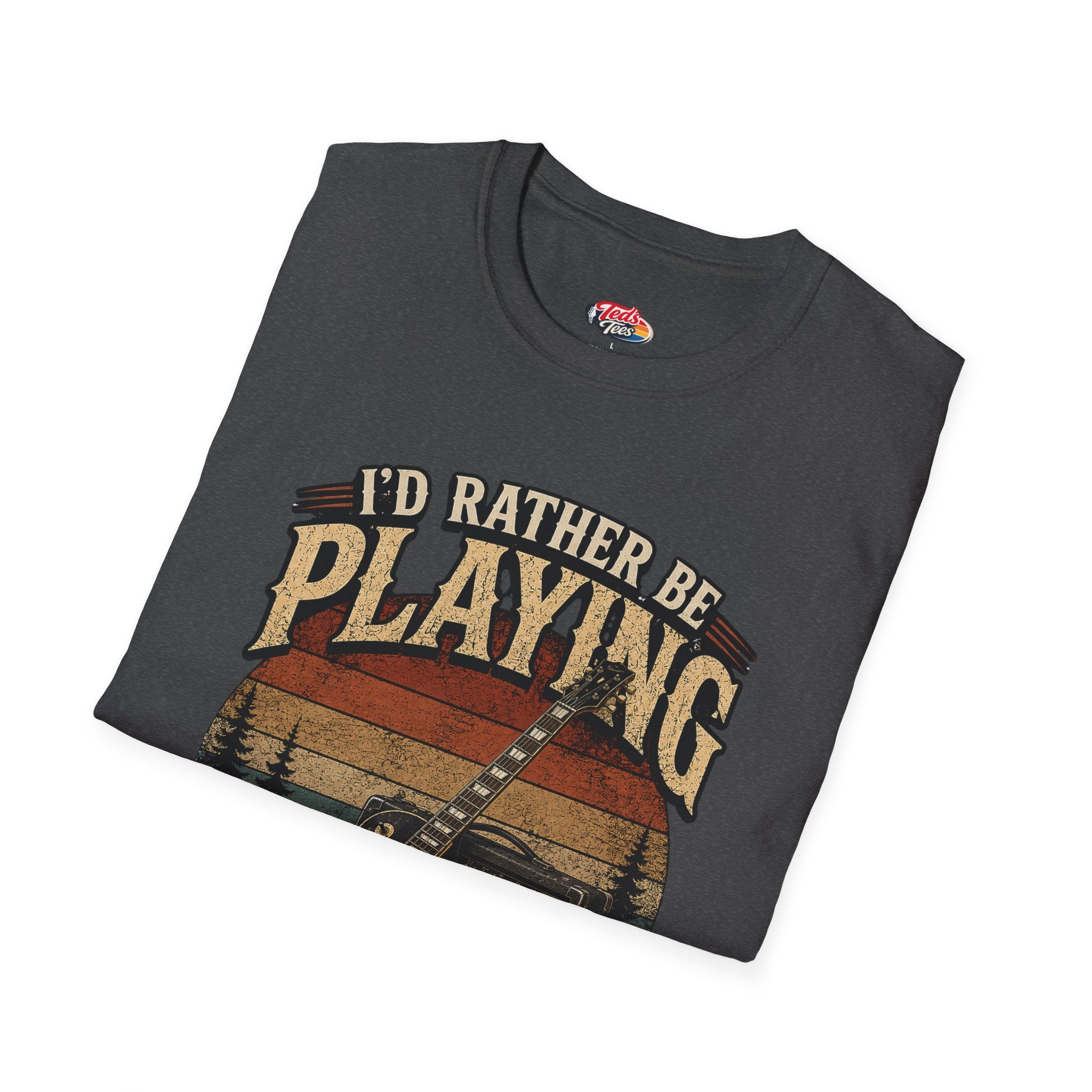 I'd Rather Be Playing Guitar T-Shirt — Vintage Sunset Music Tee