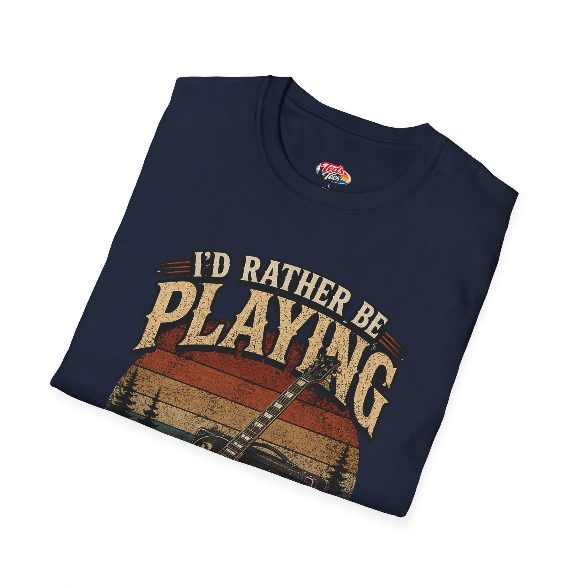 I'd Rather Be Playing Guitar T-Shirt — Vintage Sunset Music Tee
