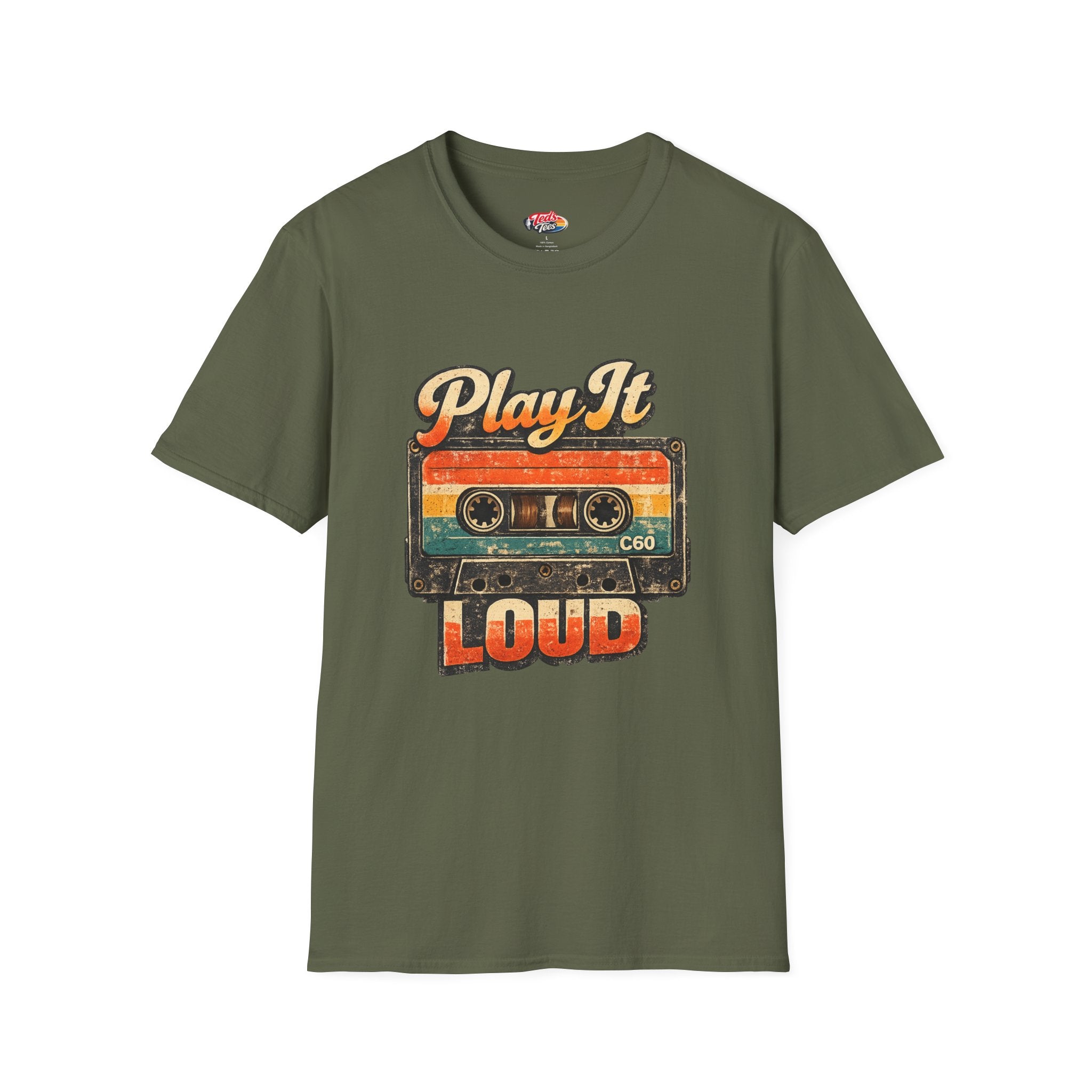 Play It Loud Cassette T-Shirt — Retro Music Vintage Tape Tee