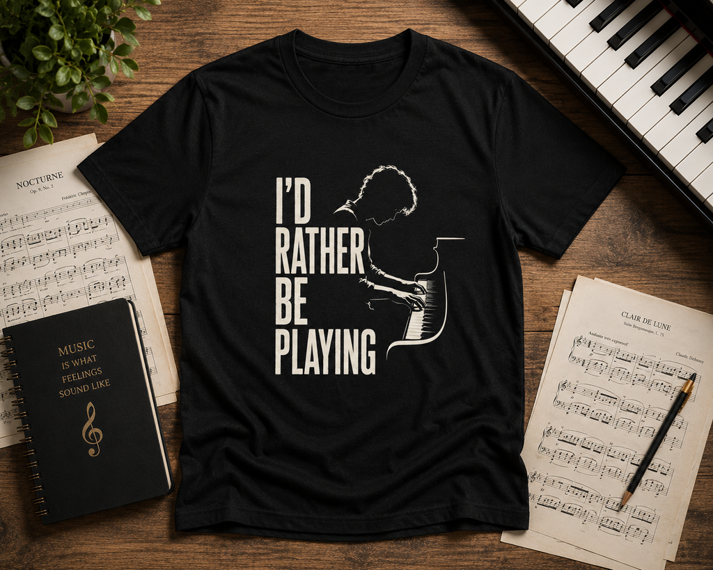 I'd Rather Be Playing Piano T-Shirt — Musician Piano Player Graphic Tee