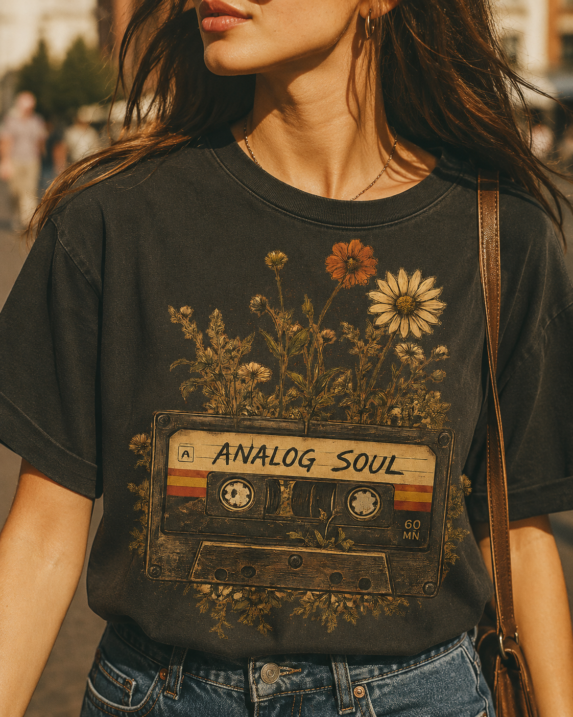 Cassette 'Analog Soul' Floral T‑Shirt