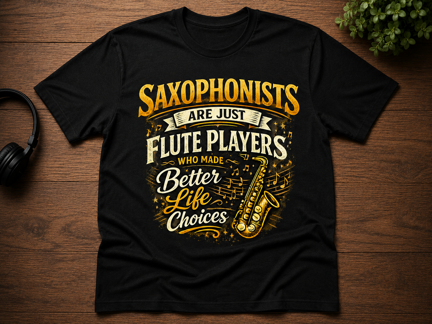 Saxophonists Are Just Flute Players T-Shirt — Funny Saxophone Musician Tee