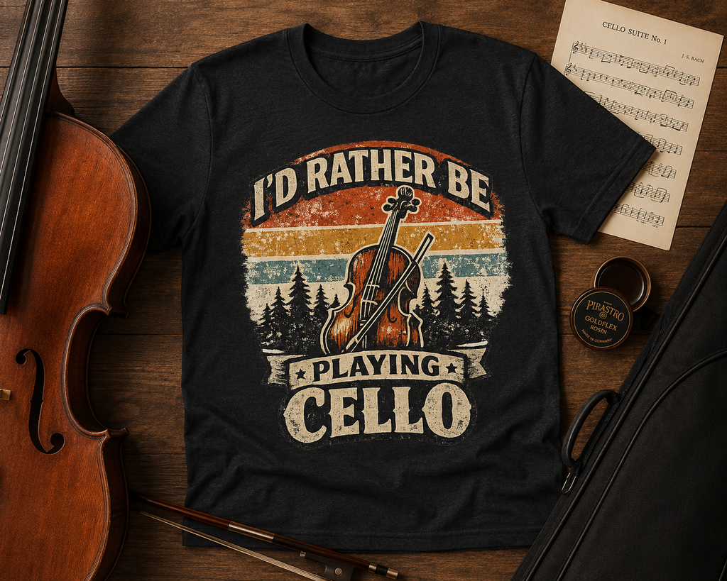 I'd Rather Be Playing Cello T-Shirt — Vintage Cello Music Tee for Musicians & Orchestra Lovers