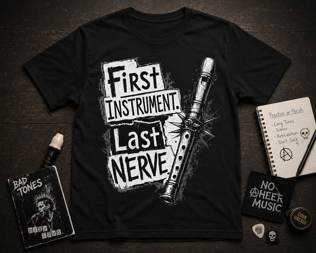 Recorder Player T-Shirt — "First Instrument, Last Nerve" Graphic Tee