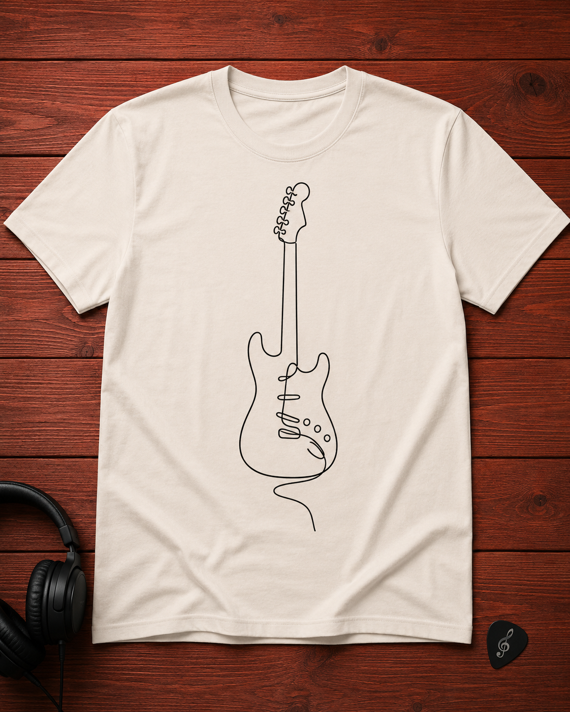 Line art guitar t-shirt