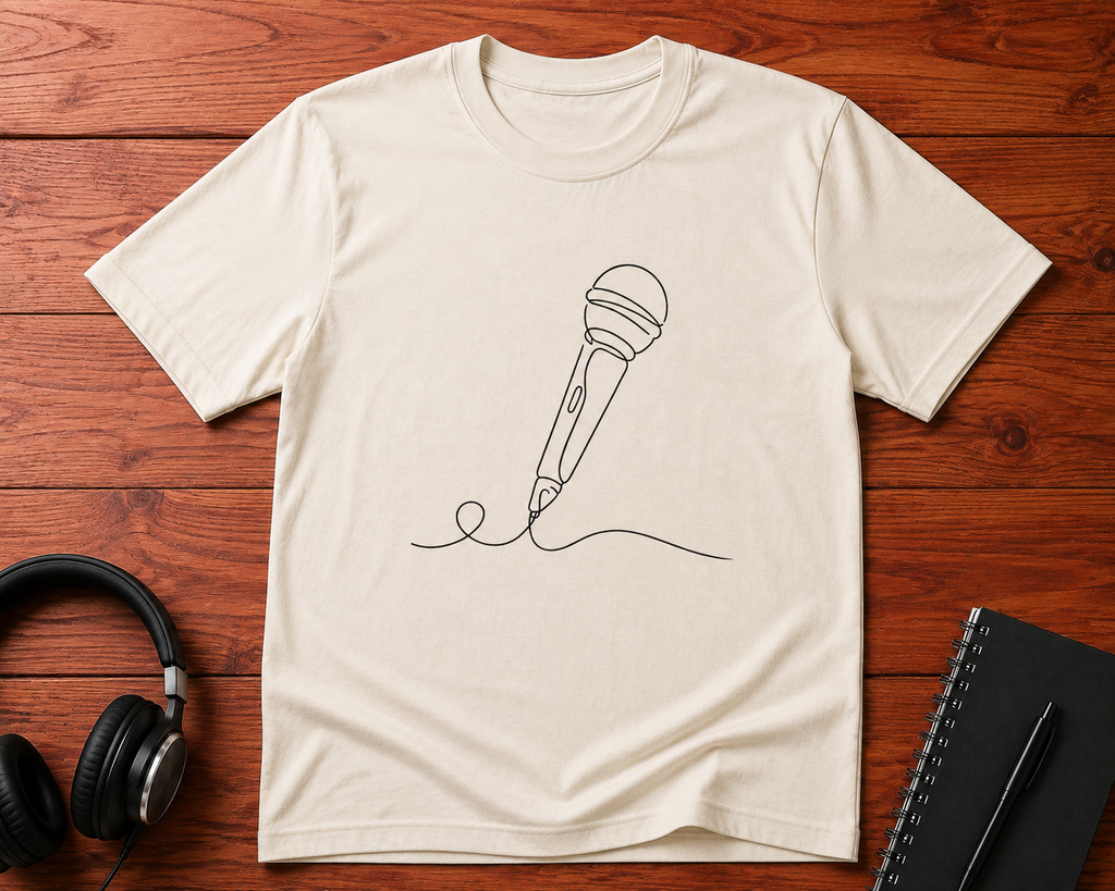 Line art microphone t-shirt