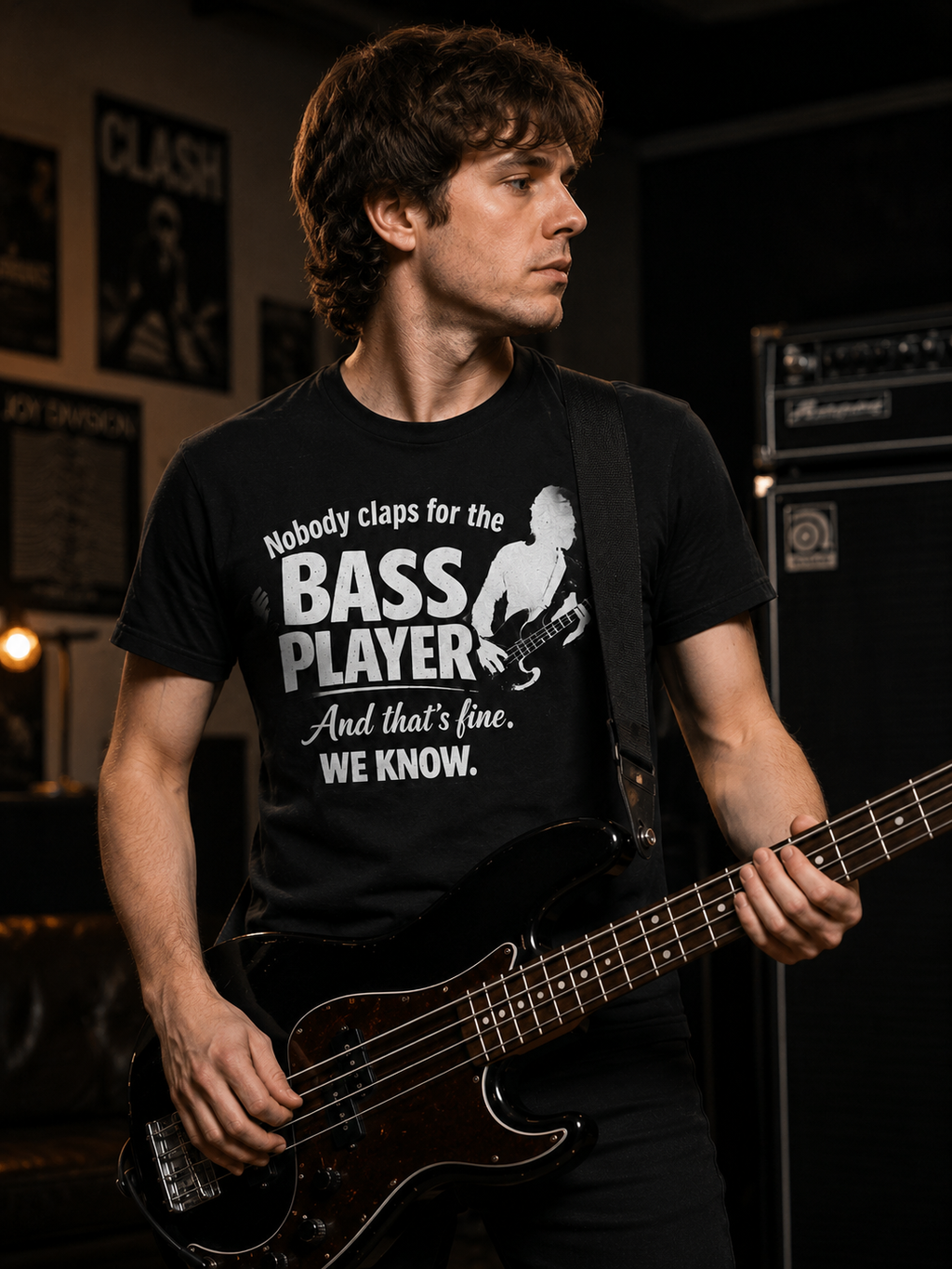 Bass Player T‑Shirt — "Nobody Claps for the Bass Player" Guitarist Gift Tee