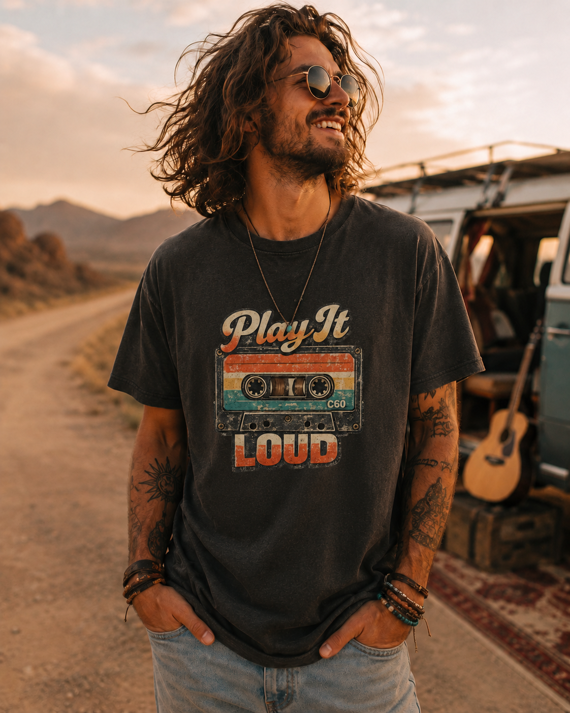 Play It Loud Cassette T-Shirt — Retro Music Vintage Tape Tee