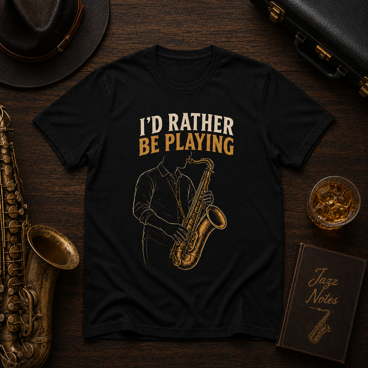 Saxophone 'I'd Rather Be Playing' T-Shirt