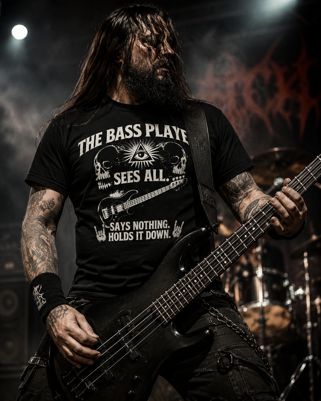 Bass Player T‑Shirt – "The Bass Player Sees All" Rock Music Tee