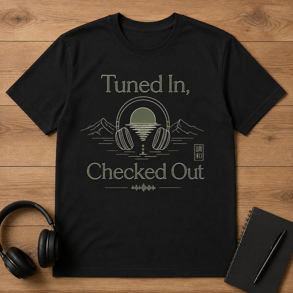 Tuned in, Checked out t-shirt