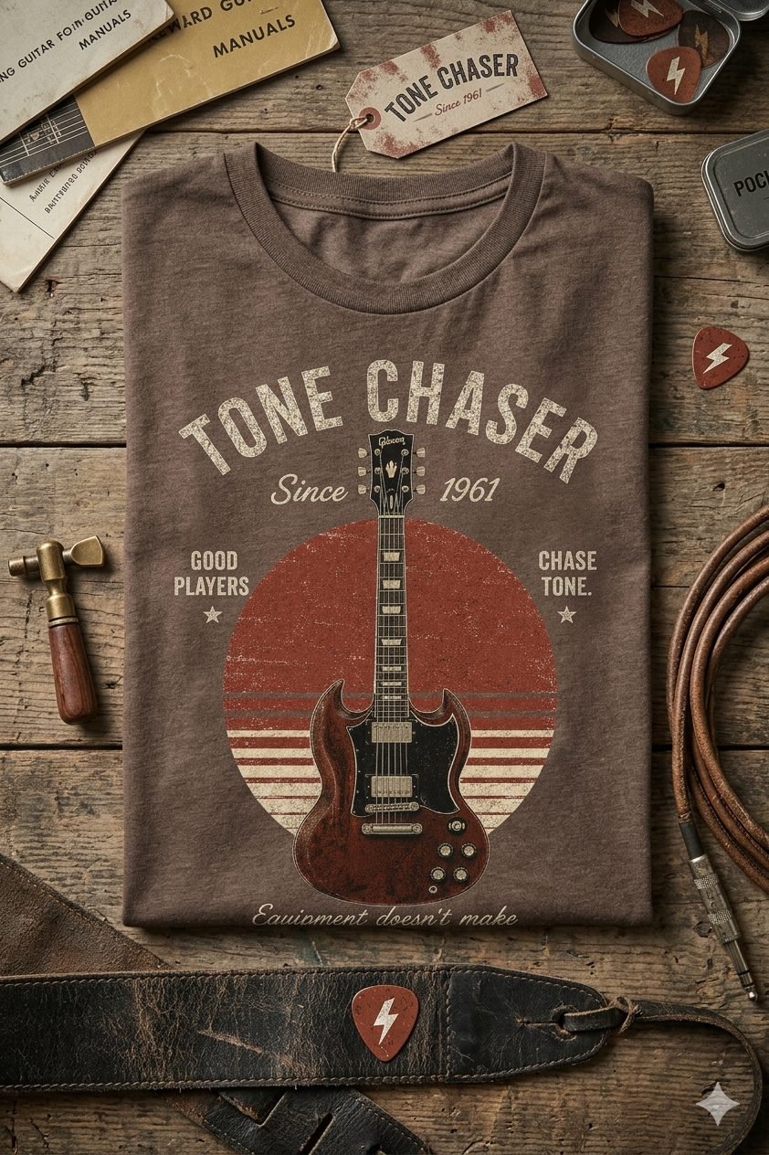 Tone Chaser Guitar T-Shirt — Vintage Acoustic Music Tee
